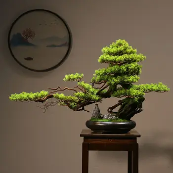 Simulácia zelené rastliny príjemné borovica bonsai výsadbu rohy a ozdoby, obývacia izba dekorácie Zen micro krajiny