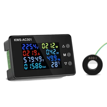 Digitálne Zobrazenie Aktuálnej Voltmeter 50-300V AC Wattmeter Multifunkčné Elektrické Meter Napájania Detektora AC100A v Blízkosti