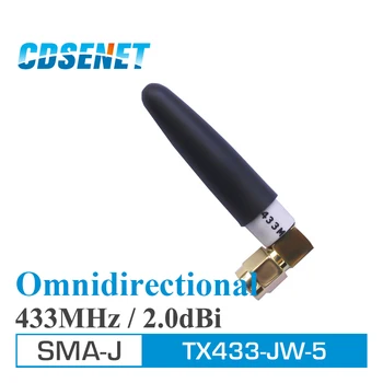 433MHz SMA-J Rozhranie 50 Ohm Impedancia Menej Ako 1.5 SWR 2.0 dBi Zisk Vysoko kvalitné Všesmerového Antény TX433-JW-5 CDSENT