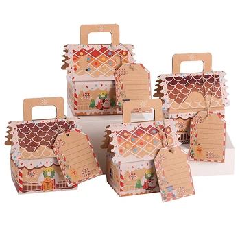 4Pcs Vianočný Dom Tvar Candy Box Veselé Vianočné Dekorácie Pre Domov Santa Claus, Vianočné Ozdoby Navidad 2024 Nový Rok Darček