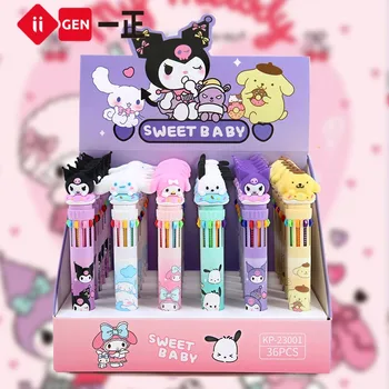 Sanrio Cartoon Guľôčkové Pero 18/36pcs Kuromi Hello Kitty Cinnamoroll 10 Farba 0.7 Škole Študent Papiernictvo Čerpať Wrirte Známky Pero