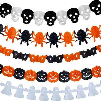 3Meter Halloween Visí Garland Bunting Bat Tekvicové Strašidlá Spider Papierové Zástavy Halloween Party Dekorácie Horor Rekvizity