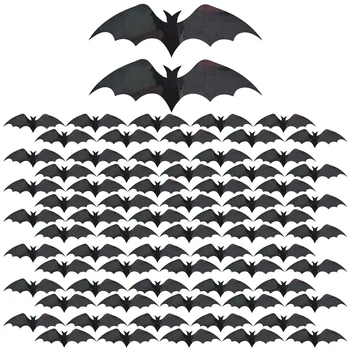 72pcs Dovolenku Halloween Netopierov Stenu Decor 3D Black Bat Halloween Dekorácie, Nálepky Pre Domova Pvc Nepremokavé Opakovane