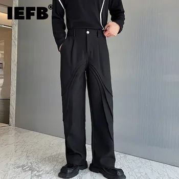 IEFB Jeseň Nové Trendy Oblek Nohavice Štýlový Mužskej Osobnosti Oblečenie Multi Skladaný Nika Dizajn Slim Mužov Rovné Nohavice 9C1541