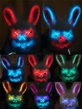 Halloween Led Maska, Svetlo Až Strašidelné Masky Králik Bunny Maska Krvavé Plyšové Hlavu Masku Cosplay Kostým, Rekvizity Halloween Party Dodávky