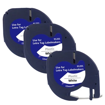 3ks Kompatibilné Štítok Výmena Pásky Pre Dymo Letratag Čierne Na Bielom Plastovom Štítku Pásky Pre Letratag Label Maker