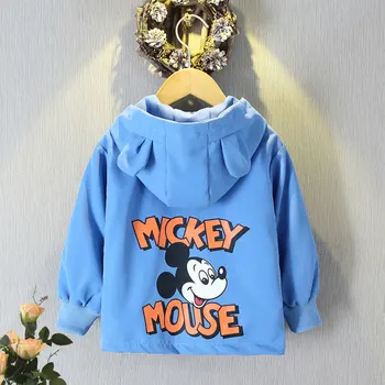 Mickey Mouse Cartoon Deti Kapucí Módne Topy Batoľa Chlapci Outwear Jeseň Deti Zips Oblečenie Bežné Coats