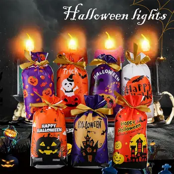 50Pcs Halloween Candy Tašky Šnúrkou Dizajn S Halloween Prvok Vzory, Jemné Halloween Darčekové Balenie Tašky