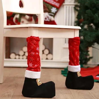 4Pcs/Nastaví Vianočný Stôl Nohy Kryt Ponožky Vianočný Večierok Domáce Dekorácie Poschodí Chrániče Kryt Nábytkové Nohy, Rukáv