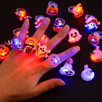 LED Svetlo Halloween Krúžok Svietiace Tekvice Ghost Lebky Krúžky Deti Darček Halloween Party Dekorácie pre Domov Horor Rekvizity Dodávky