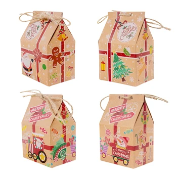 10pcs Santa Claus Veselé Vianočné Darčekové Krabice Kraft Papier Cookie Candy Balenie box vrece Vianočné DIY Domáce Party Dekorácie Deti