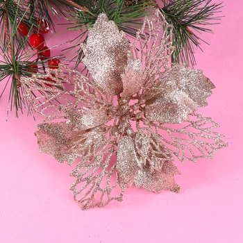 12pcs Vianočné Lesk Poinsettia Vianoce, Vianočné Vence Veniec Dovolenku Dekorácie ( )