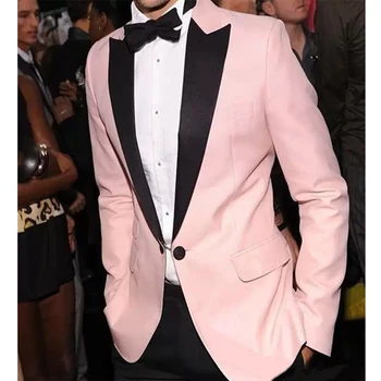 Najnovšie Muži Obleky Ružová Ženícha Smoking Svadobné Obleky Pre Mužov Najlepší Muž Sako Groomsmen Slim Fit Kostým Homme Mariage