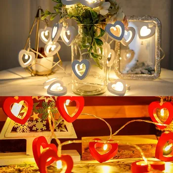 Rozsvietiť Pena Tekvica LED Drevené Láska Modelovanie Lampa Reťazec Na Valentína, Svadbu, Oslavy Svetla Žiarovka Candelabra