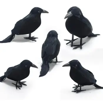 1-10pcs Simulácia Falošné Vták Realistické Halloween Black Crow Model Domáce Dekorácie Zvierat Strašidelné Umelé Vrana Strana Dodávky