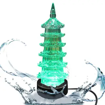 Akvárium LED Ponorné Svetlo Pagoda Tvar Farebný Podmorský Lampa Akváriu Dekorácie Svietiť V Tme Opakovane Farebné
