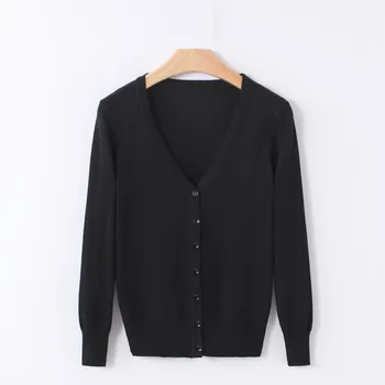 2020 jeseň novej dámskej módy single-breasted tvaru cardigan sveter slim slim čierny pletený sveter