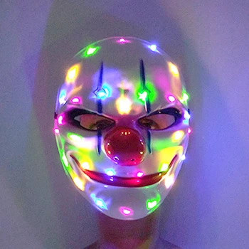 Halloween sa rozsvieti Horor LED Svietiace Klaun Maska Rave Party Kostým Neónové Svietiace Legrační Tvár Masku Pre Dospelých
