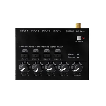 Mini Stereo Mixer MAX400 Ultralow Hluku, 4 Kanály Miešadlá Mixing Console DC5V pre Elektrické Gitary, Bicie Klavír,EÚ Plug