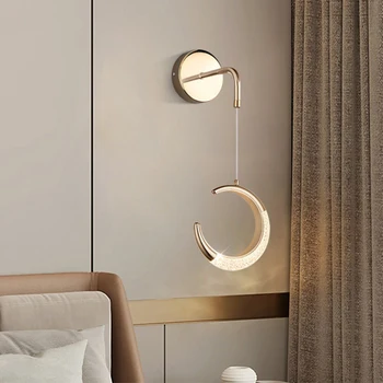 Svetlo luxusné mesiac nástenné svietidlo LED obývacia izba tvorivé minimalistický pozadí steny hotel spálňa zlaté kruhové nástenné svietidlo
