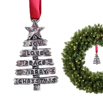 Pevné Cín Vianočný Strom Ornament Kovové Obojstrannej Tlače Dovolenku Dekorácie Jedinečný Darček Na Vianoce Slávnostná Výzdoba