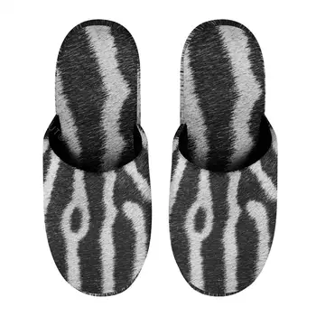 Zebra Skin2 (2) Teplé Bavlnené Papuče Pre Mužov, Ženy Hrubé Mäkké Soled Non-Slip Načechraný Topánky Krytý Dom Papuče Bublina