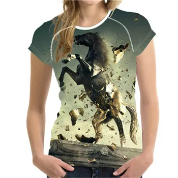 Pánske, dámske Zviera 3D Tlač Harajuku Bežné Topy Pekný Kôň T-Shirt O Krku, Krátke Rukávy Pohodlné Nadrozmerné Oblečenie
