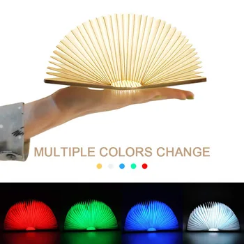 3D Kreatívne Skladacie LED Nočné Svetlo RGB Farba USB Nabíjateľné Drevená Kniha na Čítanie Stôl Dekorácie Dovolenku Darčekové Knihy, Lampa na Čítanie
