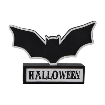 Drevené Bat Prihlásiť Trick Or Treat Šťastný Halloween Predvečer Strany Strašidelné Jeseň Jeseň Stôl Vrchol Viazané Zásobník Domáce Dekorácie