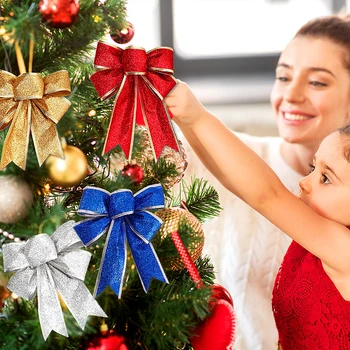 1PC Dekorácie Lesk Ozdoby na Vianočný Strom Bowknot Vianočné Luky Stuhou Luku Domácej Strany Darčeky na Nový Rok