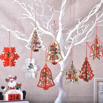 Vianočné Santa Claus Snehuliak Prívesok Vianočný Stromček Bell Dekorácie DIY Ozdoby pre Domáce Nový Rok 2023 Strany Darček Decor