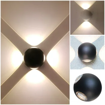 Vonkajší hliníkový vodotesný nástenné svietidlo s štyroch strán emitujúcich obývacia izba, predsieň, svetlo, kruhové LED nástenné svietidlo dekoratívne svetlo