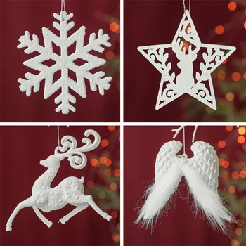 Biela Novinka Elk Snowflake Anjel Krídla Vianočný Stromček, Ozdoby Visí Prívesky Veselé Vianočné Dekorácie 2024 Pre Domáce Navidad