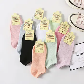 10Pairs jednofarebné Bavlnené Ponožky Candy Farby Žien Výkrm Loď Ponožky Macaron Neviditeľné Milovníkov Ponožky