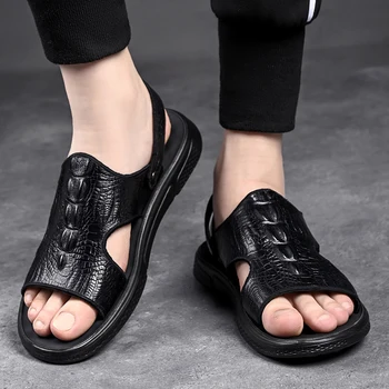 Sandále pre Človeka Móde Vonkajšie kórejský Originálne Kožené Vnútorné Dom Platformu Muž Pláže Topánky Bežné Mužov Sandále Nové V Lete