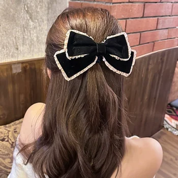 Nové Elegantným Black Velvet Bowknot sponky do Vlasov Barrette kórejský Módne Temperament Vlásenky pokrývku hlavy Doplnky do Vlasov pre Ženy