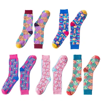 2023 Nových Japonských Žien, Mužov Pár Jeseň Bavlna Posádky Ponožky Candy Farebné Kreslené Abstraktné Vzorované Harajuku Skateboard Polovice