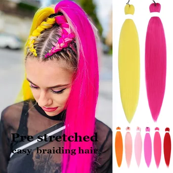 Jumbo Pletenie Vlasy Pre Natiahnuté 26 palec, Ružové a Žlté Syntetické Sieťky, predlžovanie Vlasov Tepelne Odolných Vlákien Väčšinu Vlasy Veľkoobchod