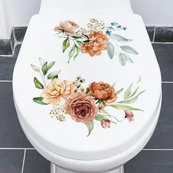 Kvet Kúpeľňa Nálepky Živé Kvetinový Kúpeľňa Obtlačky Vymeniteľné Nepremokavé samolepiace Múr Umenia pre Domova Wc