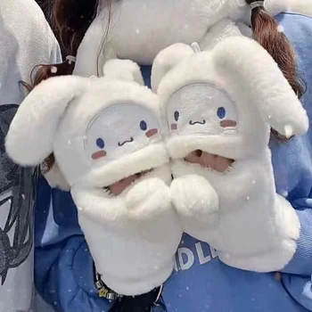 2023 Kawaii Sanrio Zimné Oblečenie Pre Bábiku Pár Rukavice Cinnamoroll Dievčatá Cartoon Flip Teplé Plyšové Rukavice Vianočný Darček