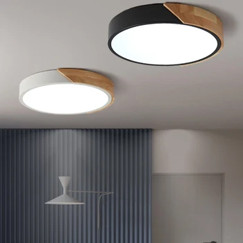 Moderné LED Stropné Svietidlo Nordic Ultra-Tenké Okrúhle Dreva Macaron Deti Miestnosti, Spálne, Stropné Osvetlenie Chodby, Balkóna Lampara Techo