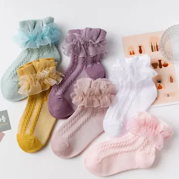 Dievčatá ponožky letné tenké deti čipky princezná ponožka dieťa calcetas priedušný oka bavlnené ponožky, batoľa, dieťa
