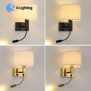 E27 Bulb Nástenné Svietidlo s vypínačom Dual Zdroj Svetla Prichádza s LED Štúdia Lampa na Čítanie Spálňa Posteli Hotel Vnútorné Osvetlenie