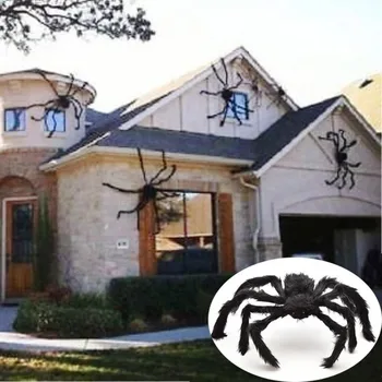 Halloween 75 cm/200 cm Simulované Black Spider Halloween Dekorácie Strašidelný Dom Prop Krytý Vonkajší Giant Spider Dekor 2023