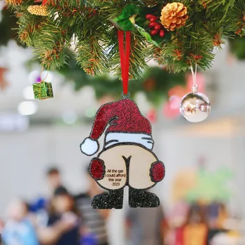 Akryl Ploché Visí Ozdoby Legrační Karikatúra Santa Claus Všetky Plyn môžem Ponúkané v Tomto Roku 2D Prívesok Vianočný Strom Decor