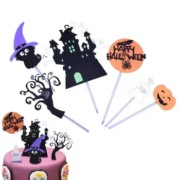 Druh cukroví Halloween Mulčovače 6PCS Cartoon Lesk Narodeniny Cupcake Mulčovače Prenosné Tortu Vložky Pre Fotografovanie Prop Strašidelné