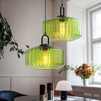 Nordic Vintage LED Sklenený Prívesok Svetlá Jedáleň, Reštaurácia Tabuľka Kicthen Lustre Visí Lampa Loft Domov, Nočné Svetlá