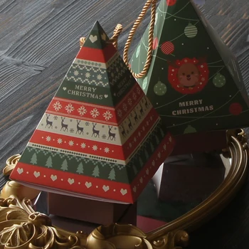 12 Ks Vianočný Stromček Červené Zelený Sveter Elk Dizajn Papierové Krabice Candy Darček Party Dekorácie, Čokolády Macaron Balenie