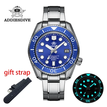 Addiesdive Automatické Mechancial Sledovať Japonsko NH35 Sapphire Crystal Steel Dive Watch 300m 316L C3 Svetelný Luxusné Potápačské Náramkové hodinky