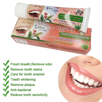 30 G/100G Thajsko zubná pasta, Bielenie Zubov, Antibakteriálna Starostlivosť o Ústnu dutinu Bylina Strúčik Mint Chuť Zubnej Pasty Dentifrice Odstrániť Škvrny